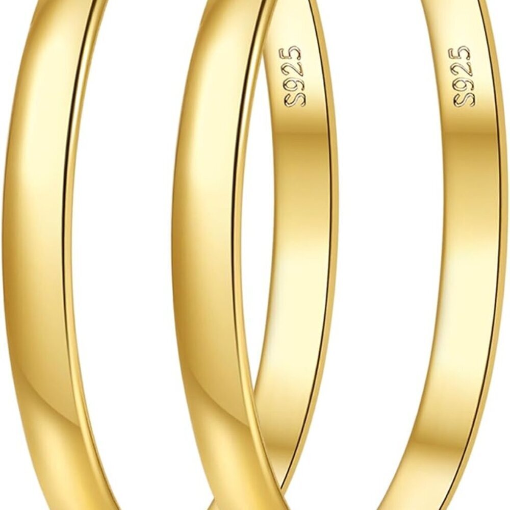 5mm Wide Gold Hoop Earrings for Women,Sterling Silver Hoop Earrings Large Silver